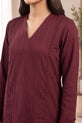 Deep Berry Longline Cotton Co-Ord Set with Crochet Trim - RW53