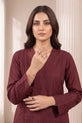 Deep Berry Longline Cotton Co-Ord Set with Crochet Trim - RW53