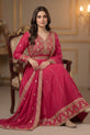Hot Pink Chiffon Embroidered Anarkali with Gold Embroidered Dupatta - GU737