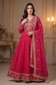 Hot Pink Chiffon Embroidered Anarkali with Gold Embroidered Dupatta - GU737