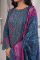 Teal Embroidered Cotton Straight Suit with Print Silk Dupatta - GU759