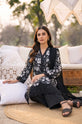 Midnight Bloom – Black Ivory Printed Linen 3-Piece Suit with Chiffon Dupatta-002