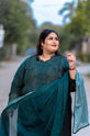 Dark Green Tonal Embroidered Long Shirt Suit with Dupatta - GU768