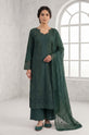 Dark Green Tonal Embroidered Long Shirt Suit with Dupatta - GU768