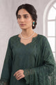 Dark Green Tonal Embroidered Long Shirt Suit with Dupatta - GU768