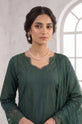 Dark Green Tonal Embroidered Long Shirt Suit with Dupatta - GU768
