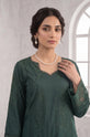 Dark Green Tonal Embroidered Long Shirt Suit with Dupatta - GU768