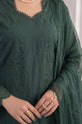 Dark Green Tonal Embroidered Long Shirt Suit with Dupatta - GU768
