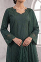 Dark Green Tonal Embroidered Long Shirt Suit with Dupatta - GU768