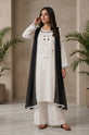 White Black Handworked Georgette Straight Suit with Dupatta - RW57