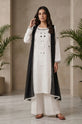 White Black Handworked Georgette Straight Suit with Dupatta - RW57