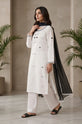 White Black Handworked Georgette Straight Suit with Dupatta - RW57