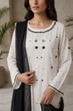 White Black Handworked Georgette Straight Suit with Dupatta - RW57