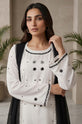 White Black Handworked Georgette Straight Suit with Dupatta - RW57