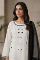 White Black Handworked Georgette Straight Suit with Dupatta - RW57
