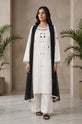 White Black Handworked Georgette Straight Suit with Dupatta - RW57