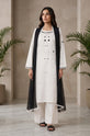 White Black Handworked Georgette Straight Suit with Dupatta - RW57