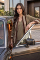 Taupe Imbose Silk Co-ord with Contrast Border Jacket - RW08