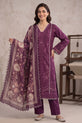 Purple Embroidered Cotton Straight Suit with Silk Dupatta-GU775