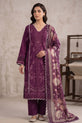 Purple Embroidered Cotton Straight Suit with Silk Dupatta-GU775