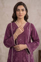 Purple Embroidered Cotton Straight Suit with Silk Dupatta-GU775