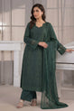 Dark Green Embroidered Long Shirt Suit With Silk Dupatta-GU768