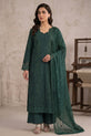 Dark Green Embroidered Long Shirt Suit With Silk Dupatta-GU768