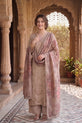 Dusty Mushroom Beige with Boring Embroidery & Printed Dupatta-GU773