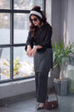RAYNA – Jet Black Self-Stripe Cotton 2-Piece Co-Ord Set-RW54