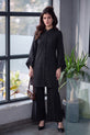 RAYNA – Jet Black Self-Stripe Cotton 2-Piece Co-Ord Set-RW54