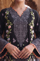 Midnight Black Embroidered Linen Straight Suit with Dupatta-GU774