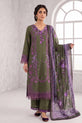 Olive Green Embroidered Suit with Silk Printed Dupatta-GU772