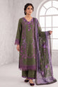 Olive Green Embroidered Suit with Silk Printed Dupatta-GU772