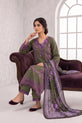 Olive Green Embroidered Suit with Silk Printed Dupatta-GU772