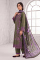 Olive Green Embroidered Suit with Silk Printed Dupatta-GU772