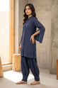 Midnight Navy – Self-Striped Cotton Co-Ord Set with Balloon Trousers -RW58