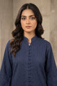 Midnight Navy – Self-Striped Cotton Co-Ord Set with Balloon Trousers -RW58