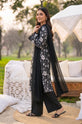 Midnight Bloom – Black Ivory Printed Linen 3-Piece Suit with Chiffon Dupatta-002