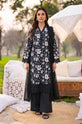 Midnight Bloom – Black Ivory Printed Linen 3-Piece Suit with Chiffon Dupatta-002