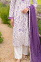Lavender Meadow – Ivory Purple Printed Linen 3-Piece Suit with Chiffon Dupatta-008