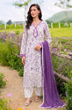 Lavender Meadow – Ivory Purple Printed Linen 3-Piece Suit with Chiffon Dupatta-008