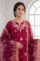 Royal Garnet – Embroidered Linen 3-Piece Suit with Printed Silk Dupatta-GU769