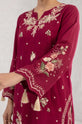 Royal Garnet – Embroidered Linen 3-Piece Suit with Printed Silk Dupatta-GU769