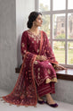Royal Garnet – Embroidered Linen 3-Piece Suit with Printed Silk Dupatta-GU769