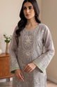 Silver Mist Dhanak Embroidered 3-Piece Suit with Monar Printed Dupatta