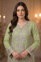 Sage Green Chiffon Embroidered 3-Piece Palazzo Suit with Chiffon Dupatta-GU754