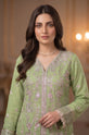 Sage Green Chiffon Embroidered 3-Piece Palazzo Suit with Chiffon Dupatta-GU754
