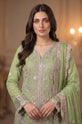 Sage Green Chiffon Embroidered 3-Piece Palazzo Suit with Chiffon Dupatta-GU754