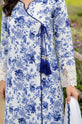 White Floral Printed Arabic Linen 3-Piece Suit with Chiffon Dupatta-009