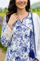 White Floral Printed Arabic Linen 3-Piece Suit with Chiffon Dupatta-009